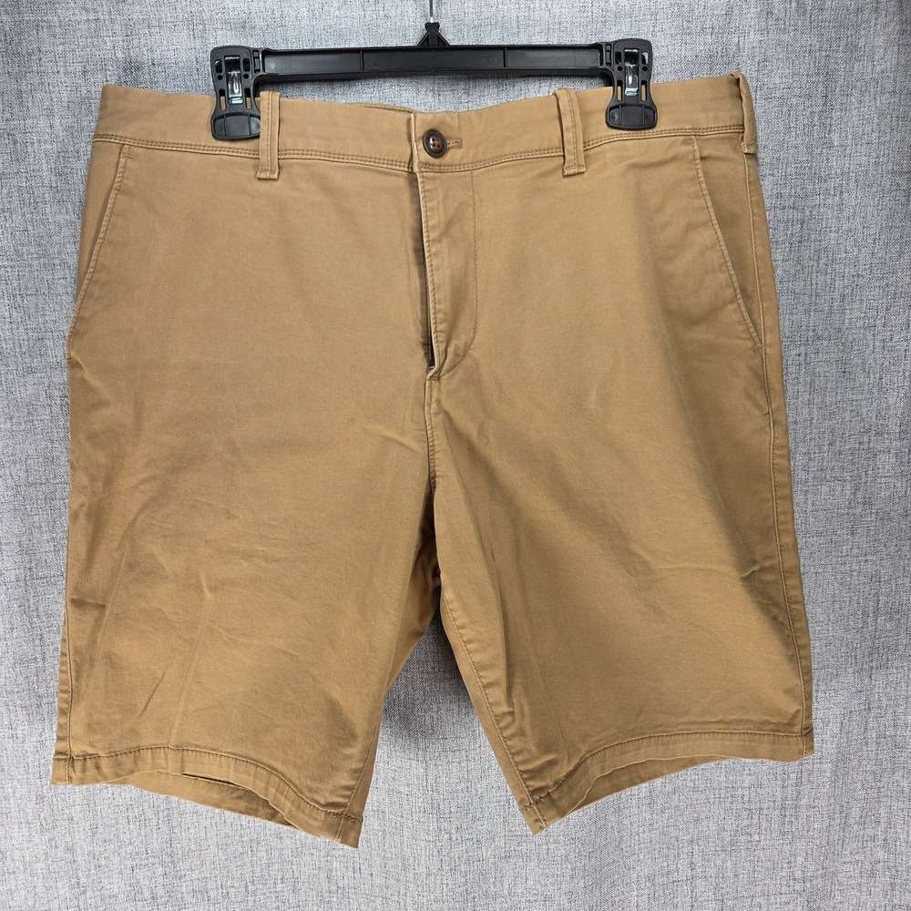 Express Flat Font Yellow Solid Preppy Bermuda Cotton Shorts Logo Men 35 Outdoor